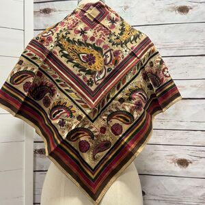 VTG Oscar De La Renta 100% Silk Scarf Accessory Street 29" Square Fall Paisley